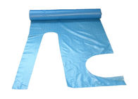 PE ผ้ากันเปื้อนทิ้งสีน้ำเงินเป็นมิตรกับสิ่งแวดล้อมกับพื้นผิวเรียบ / ลายนูน