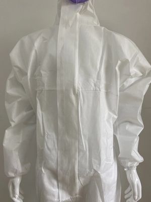Type 5 & 6 Coverall ชุดป้องกันน้ำ Microporuous แบบกันน้ำสีขาวพร้อมฮูด