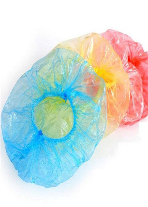 หมวกคลุมผมพลาสติกโพลีเอทลีนหลายขนาดพร้อมแถบสียืดหยุ่น